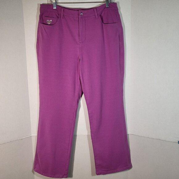 Dream Jeannes by Quacker Factory Women's Stretch Jeans Size 14 Magenta - Picture 1 of 12